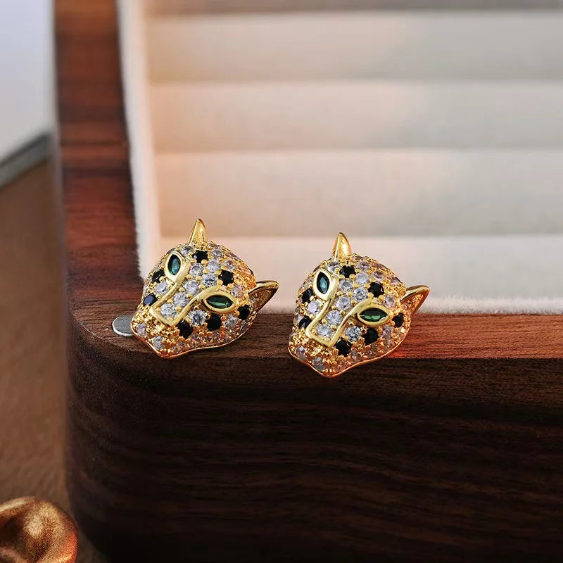 Colorful Leopard Crystal Statement Earrings