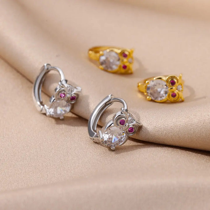 Crystal Animal Hoop Earrings