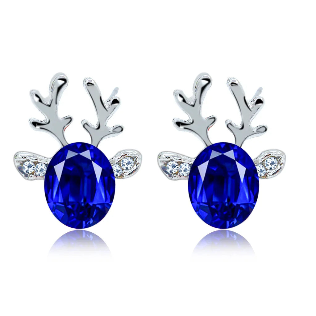 Festive Reindeer Crystal Stud Earrings